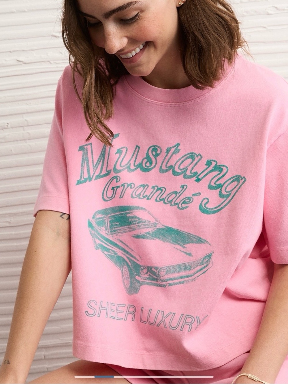 NWOT Pink Mustang Grande Graphic Tee